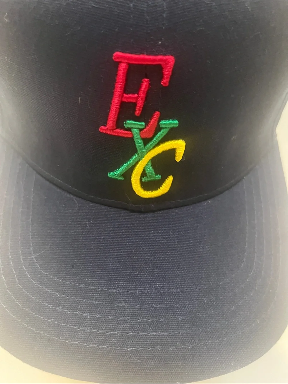 Navy Embroidered Baseball Cap with Multicolor Logo